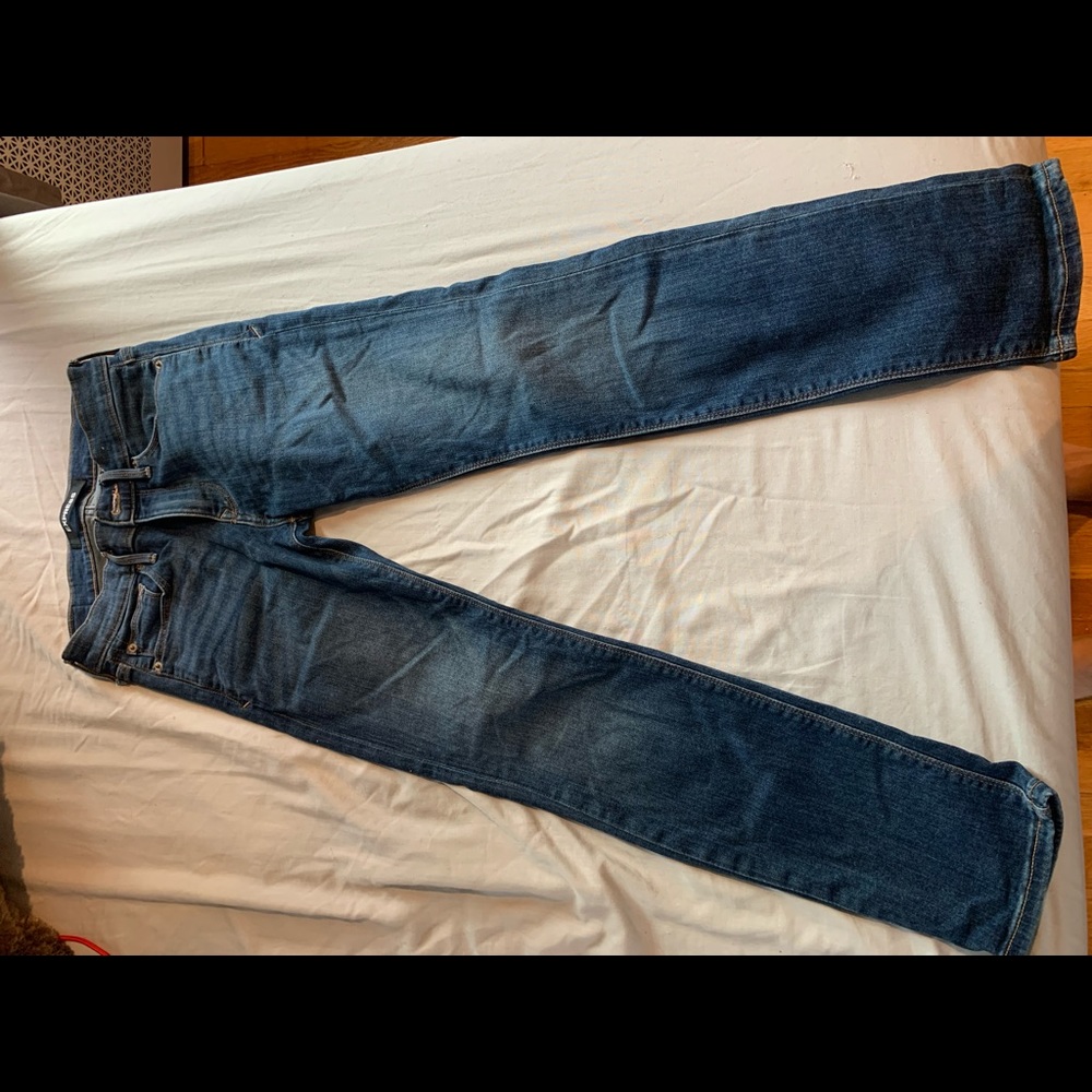 Express Dark Blue Mid Rise Skinny/slim Fit Jeans